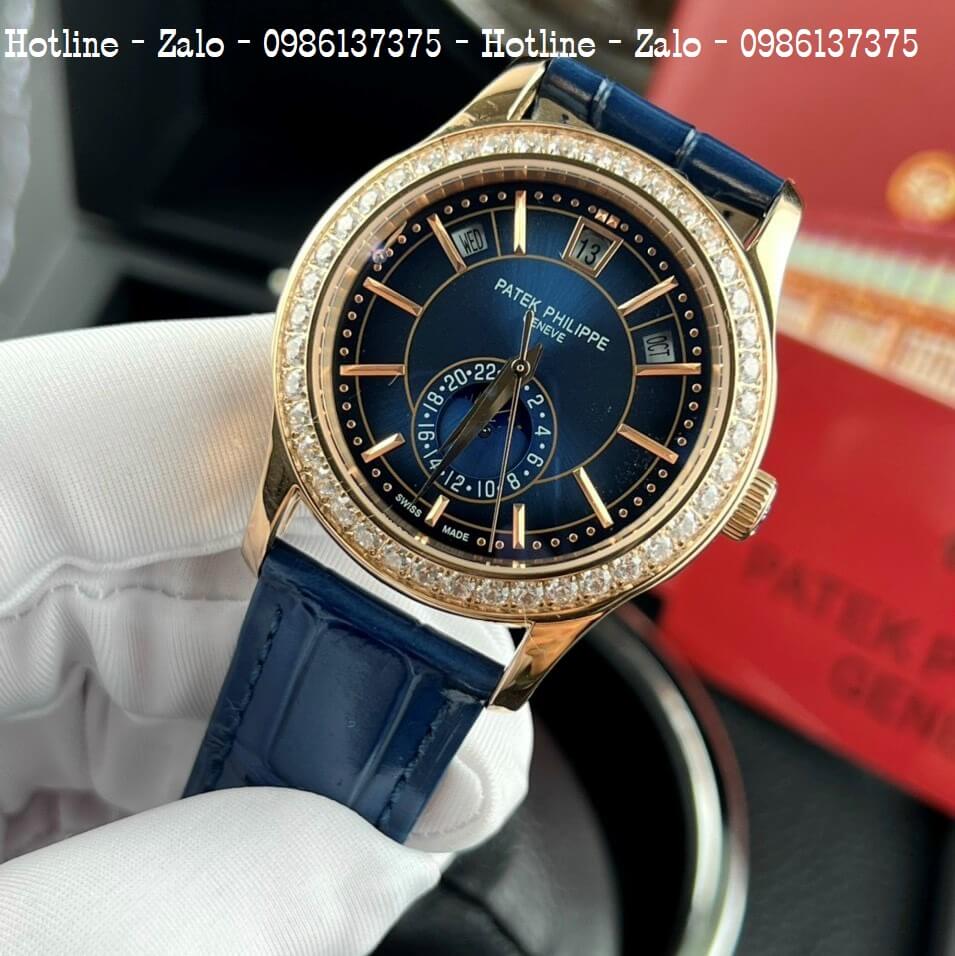 Đồng Hồ Patek Philippe Nam Máy Cơ Siêu Cấp Xanh Rose 40mm - Đính Đá