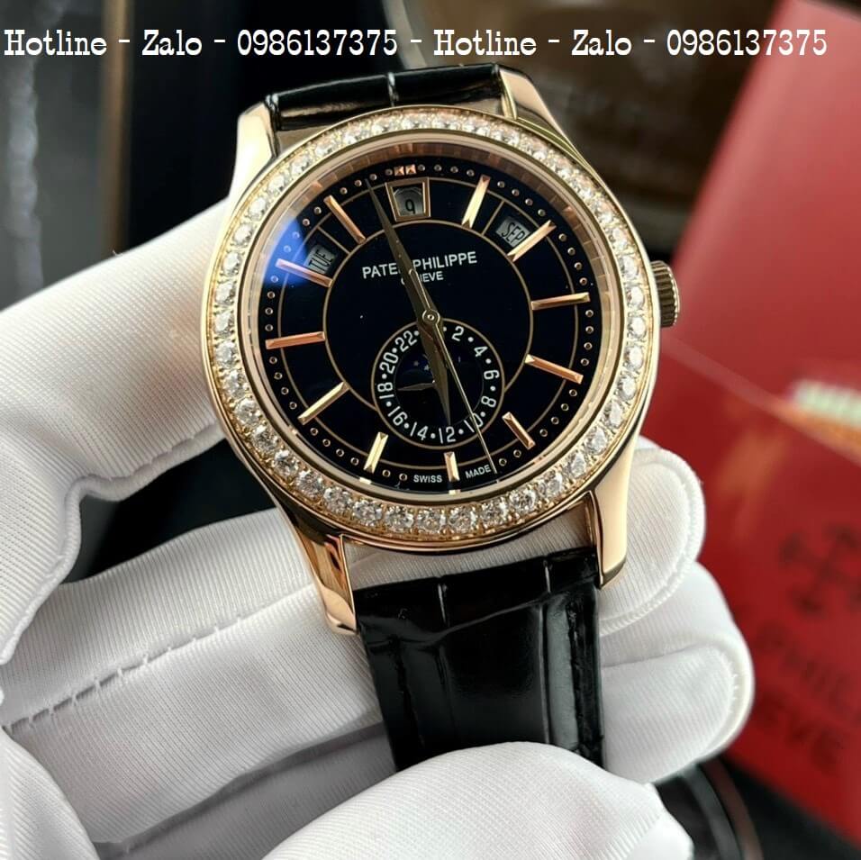 Đồng Hồ Patek Philippe Nam Máy Cơ Siêu Cấp Đen Rose 40mm - Đính Đá