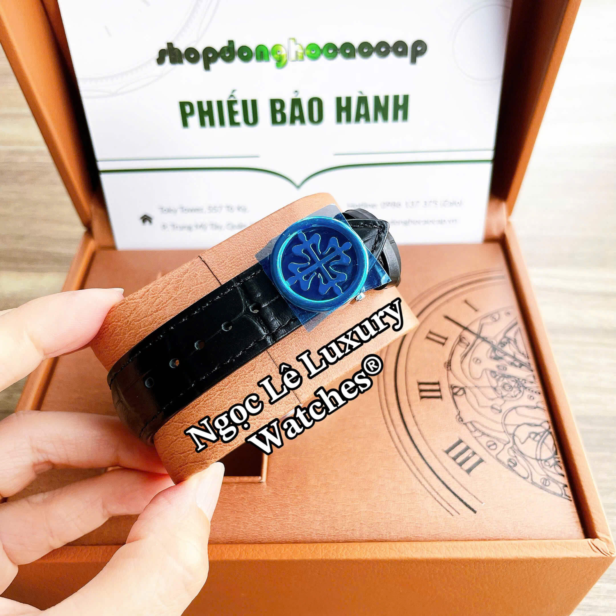 Đồng Hồ Nam Patek Philippe Complications Tự Động Dây Da Đen Mặt Đen Vỏ Bạc Size 40mm