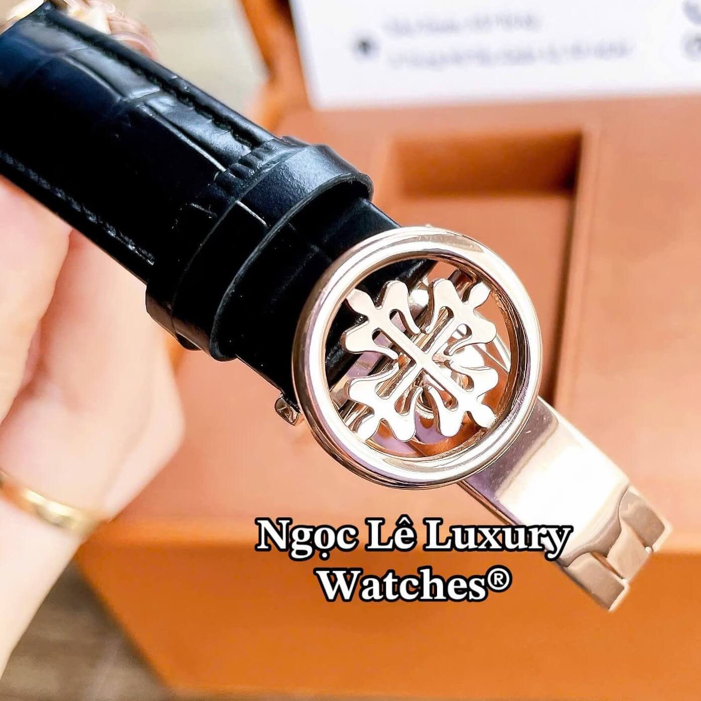 Đồng Hồ Nam Patek Philippe Complications Tự Động Dây Da Đen Mặt Trắng Vỏ Rose Size 40mm
