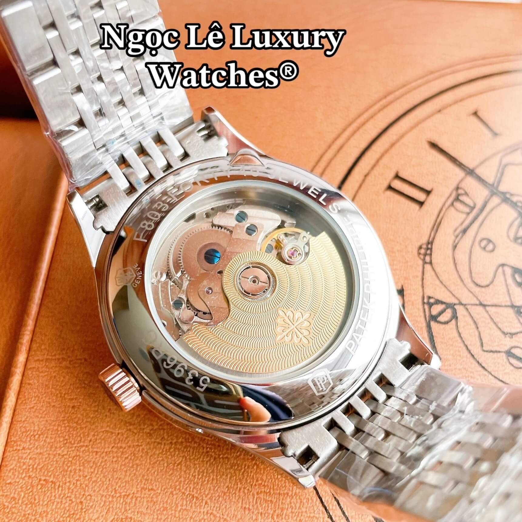 Đồng Hồ Nam Patek Philippe Complications Tự Động Dây Kim Loại Demi Vàng Hồng Mặt Trắng Size 40mm