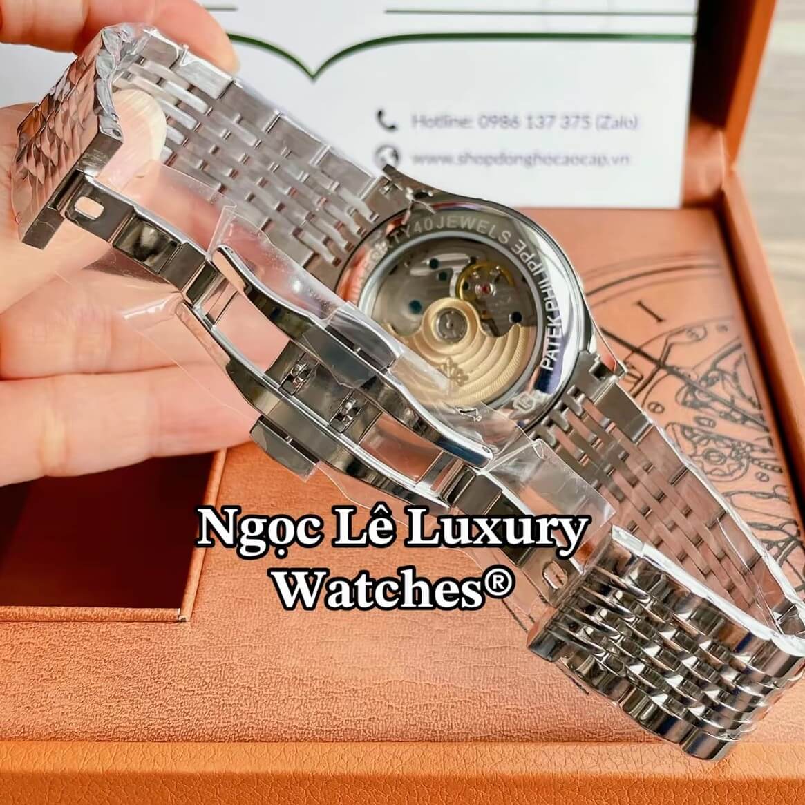 Đồng Hồ Nam Patek Philippe Complications Tự Động Dây Kim Loại Màu Bạc Mặt Đen Size 40mm