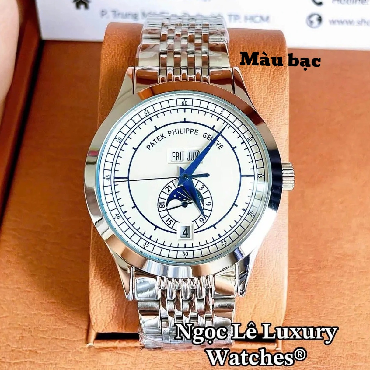 Đồng Hồ Nam Patek Philippe Complications Tự Động Dây Kim Loại Màu Bạc Mặt Trắng Size 40mm