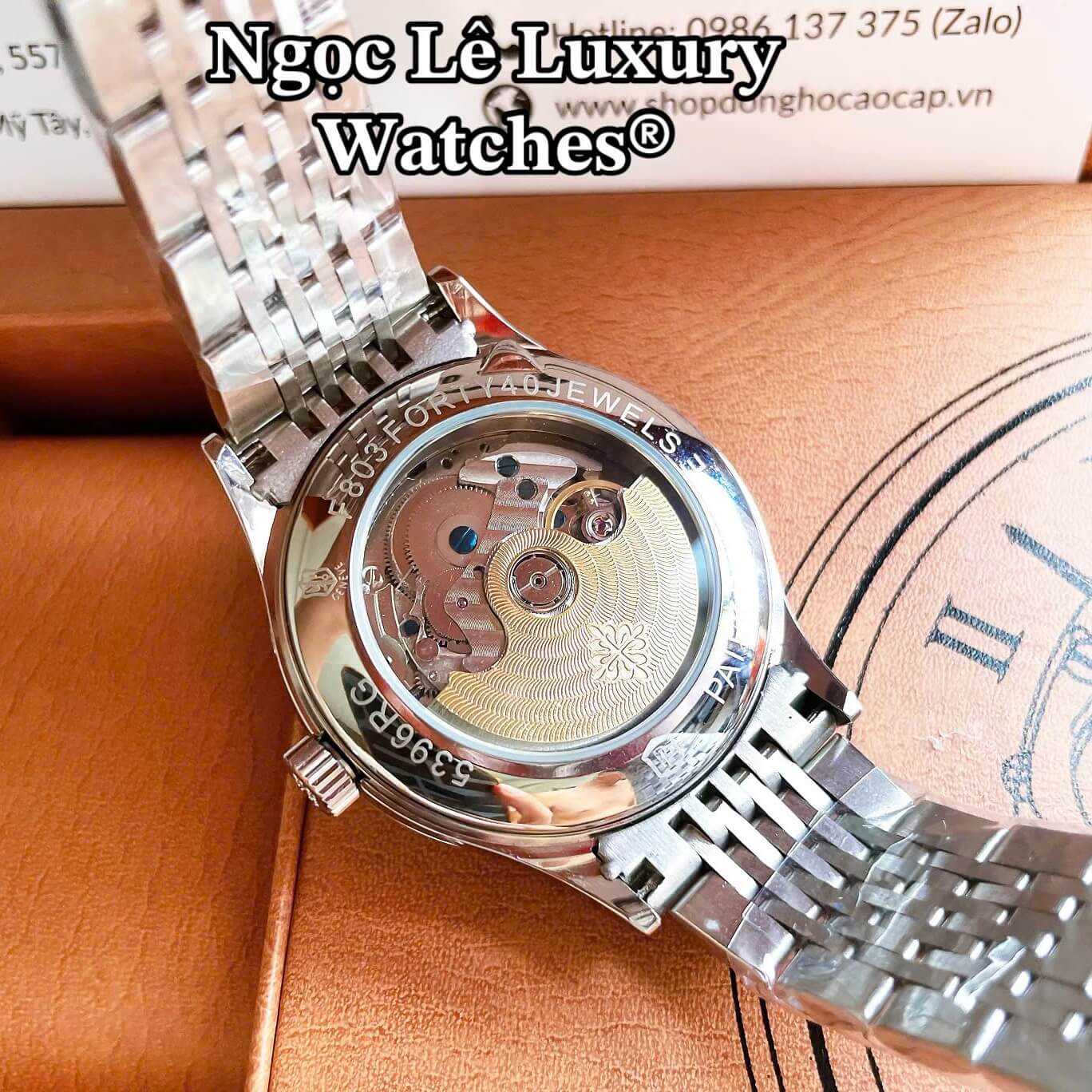 Đồng Hồ Nam Patek Philippe Complications Tự Động Dây Kim Loại Màu Bạc Mặt Trắng Size 40mm