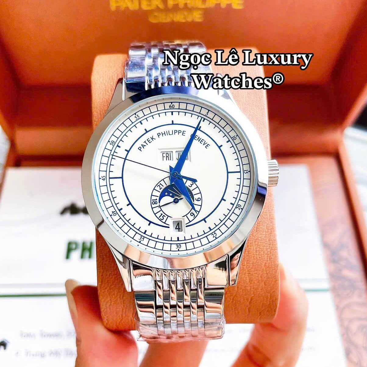 Đồng Hồ Nam Patek Philippe Complications Tự Động Dây Kim Loại Màu Bạc Mặt Trắng Size 40mm