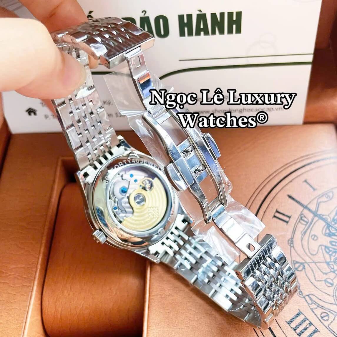 Đồng Hồ Nam Patek Philippe Complications Tự Động Dây Kim Loại Màu Bạc Mặt Trắng Size 40mm