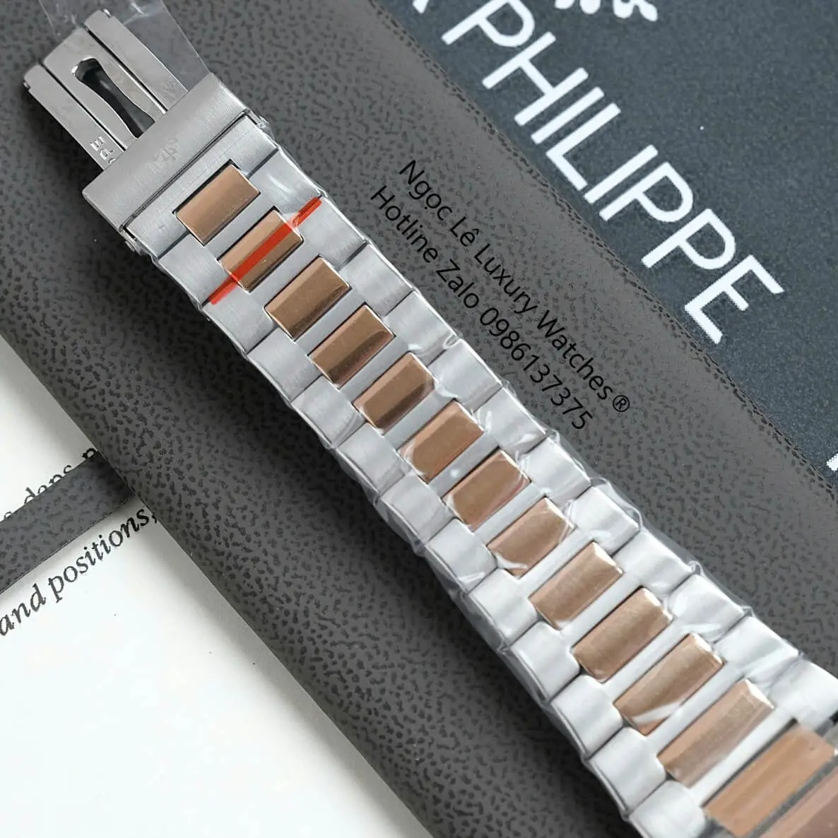 Đồng Hồ Nam Patek Philippe Cubitus Automatic Dây Demi Vàng Hồng Mặt Trắng Size 40mm