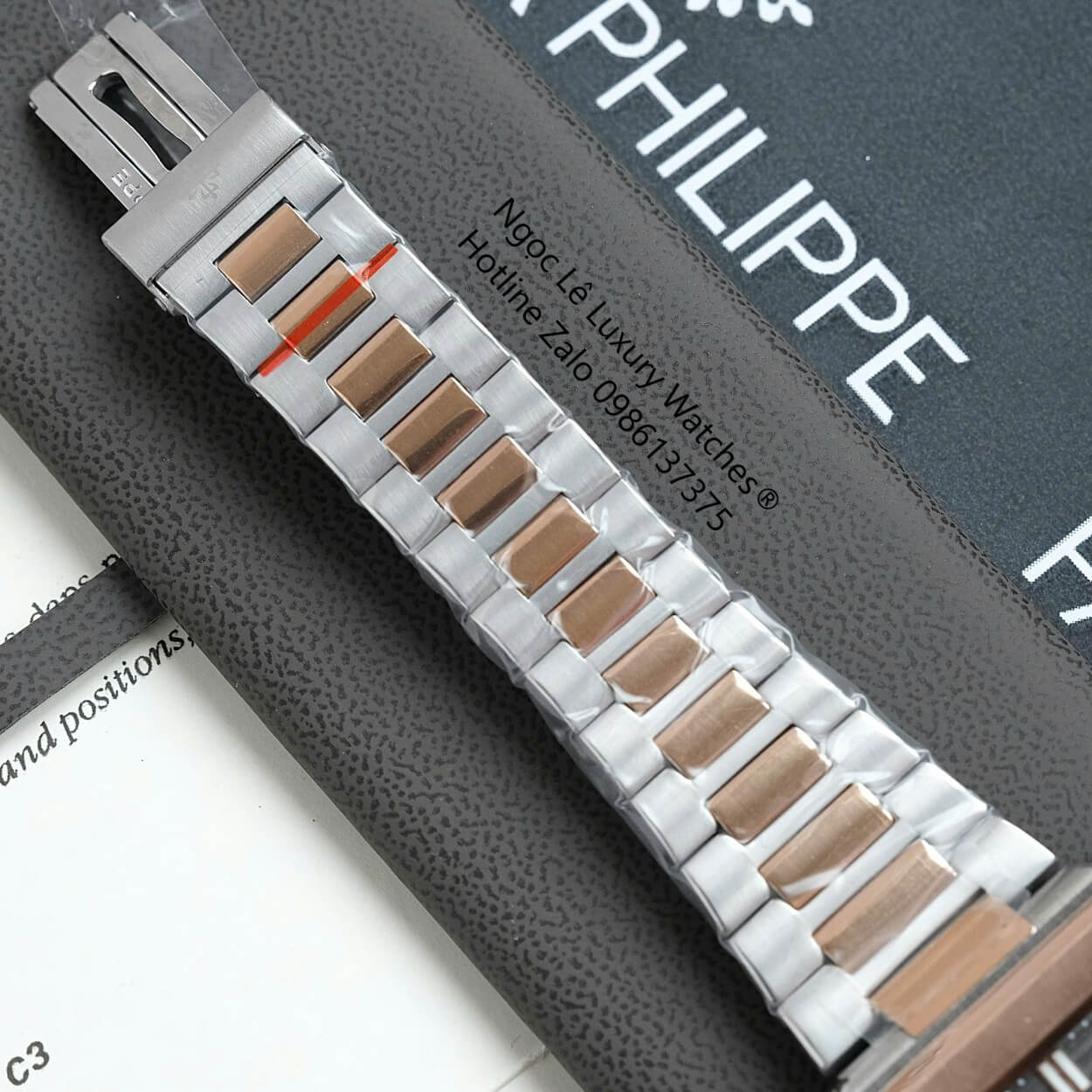 Đồng Hồ Nam Patek Philippe Cubitus Automatic Dây Demi Vàng Hồng Mặt Nâu Size 40mm