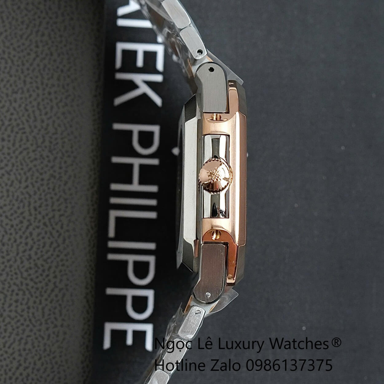 Đồng Hồ Nam Patek Philippe Cubitus Automatic Dây Demi Vàng Hồng Mặt Xanh Lá Size 40mm