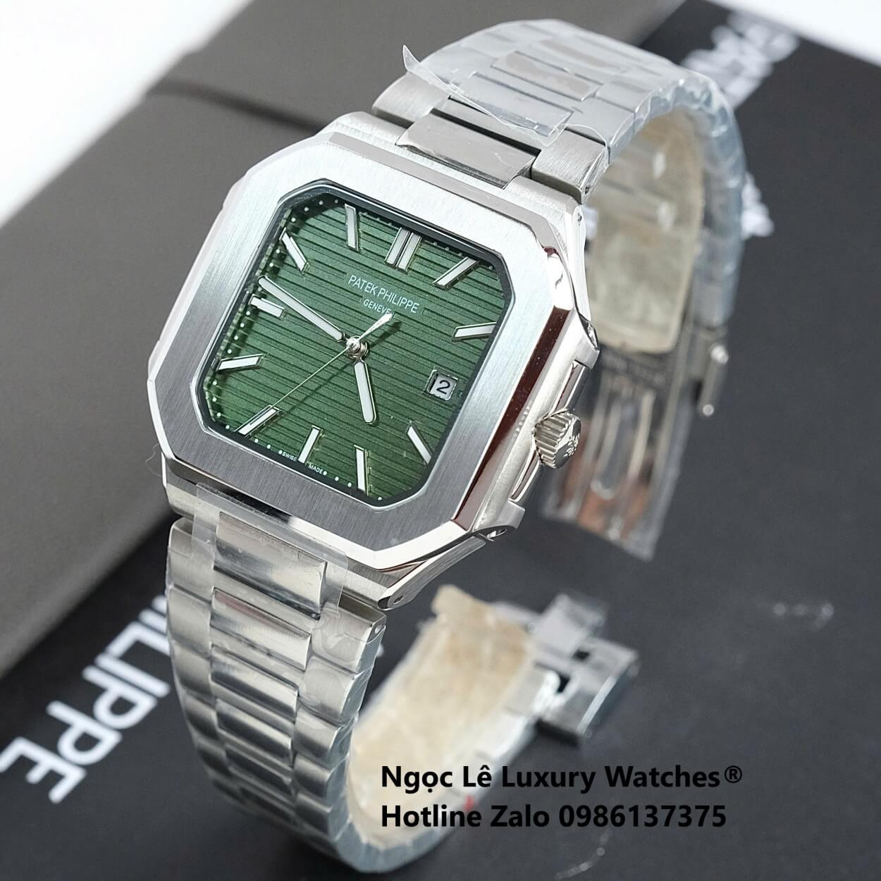 Đồng Hồ Nam Patek Philippe Cubitus Automatic Dây Thép Silver Mặt Xanh Lá Size 40mm