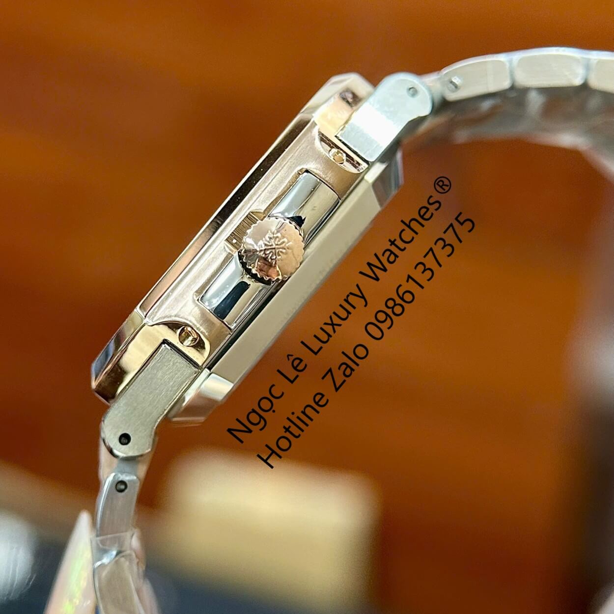 Đồng Hồ Nam Patek Philippe Cubitus Automatic Dây Demi Vàng Hồng Mặt Xanh Dương Size 40mm