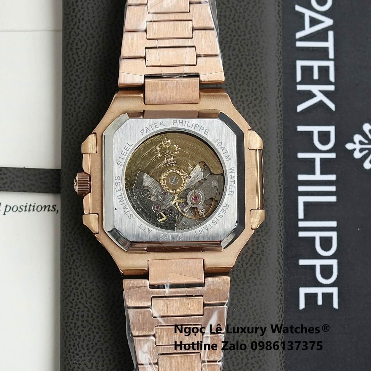 Đồng Hồ Nam Patek Philippe Cubitus Automatic Vàng Hồng Mặt Nâu Size 40mm