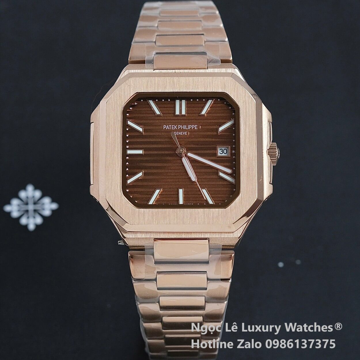 Đồng Hồ Nam Patek Philippe Cubitus Automatic Vàng Hồng Mặt Nâu Size 40mm