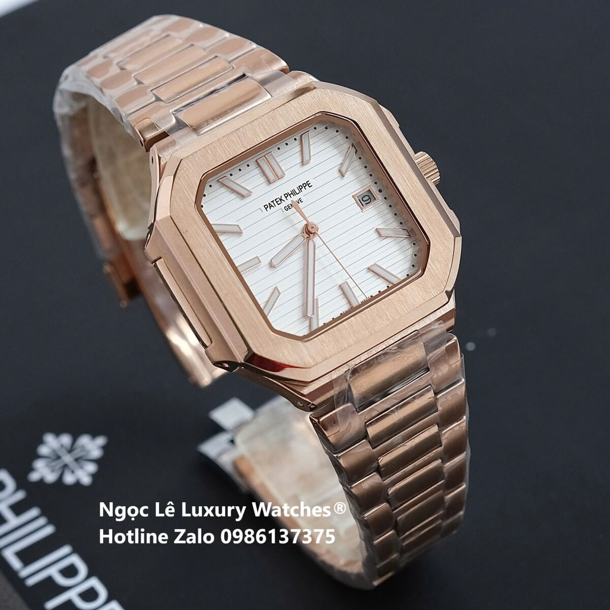 Đồng Hồ Nam Patek Philippe Cubitus Automatic Vàng Hồng Mặt Trắng Size 40mmĐồng Hồ Nam Patek Philippe Cubitus Automatic Vàng Hồng Mặt Trắng Size 40mm
