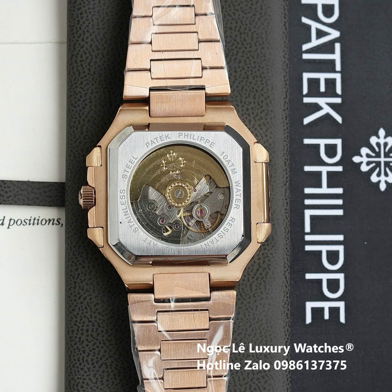 Đồng Hồ Nam Patek Philippe Cubitus Automatic Vàng Hồng Mặt Trắng Size 40mm