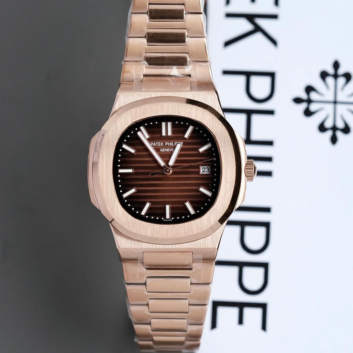 Đồng Hồ Nam Patek Philippe Nautilus 5711 Máy Tự Động Dây Rose Mặt Nâu Size 40mm