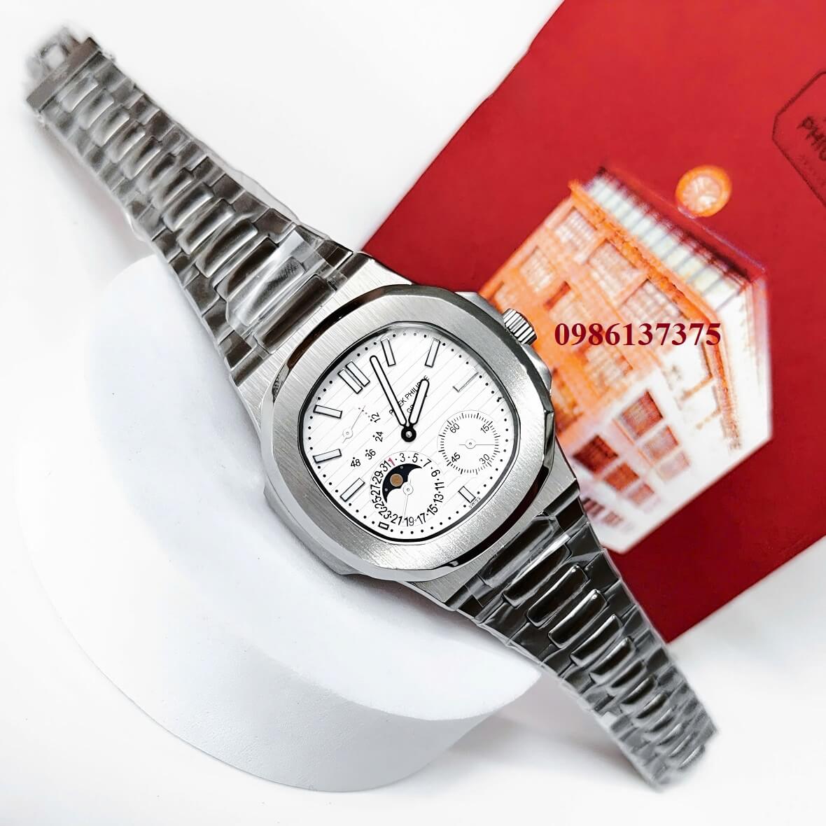 Đồng Hồ Nam Patek Philippe Nautilus 5712 Máy Tự Động Mặt Trắng Dây Kim Loại Inox Size 40mm