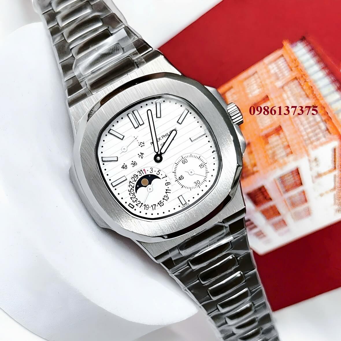 Đồng Hồ Nam Patek Philippe Nautilus 5712 Máy Tự Động Mặt Trắng Dây Kim Loại Inox Size 40mm