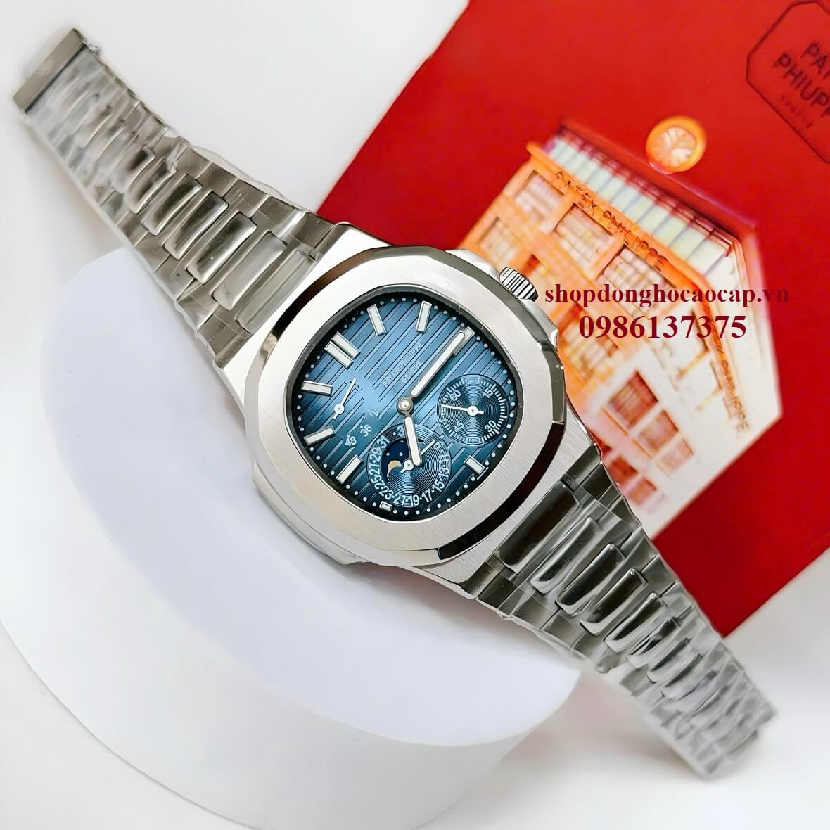 Đồng Hồ Nam Patek Philippe Nautilus 5712 Tự Động Mặt Xanh Dương Kim Loại Inox Size 40mm