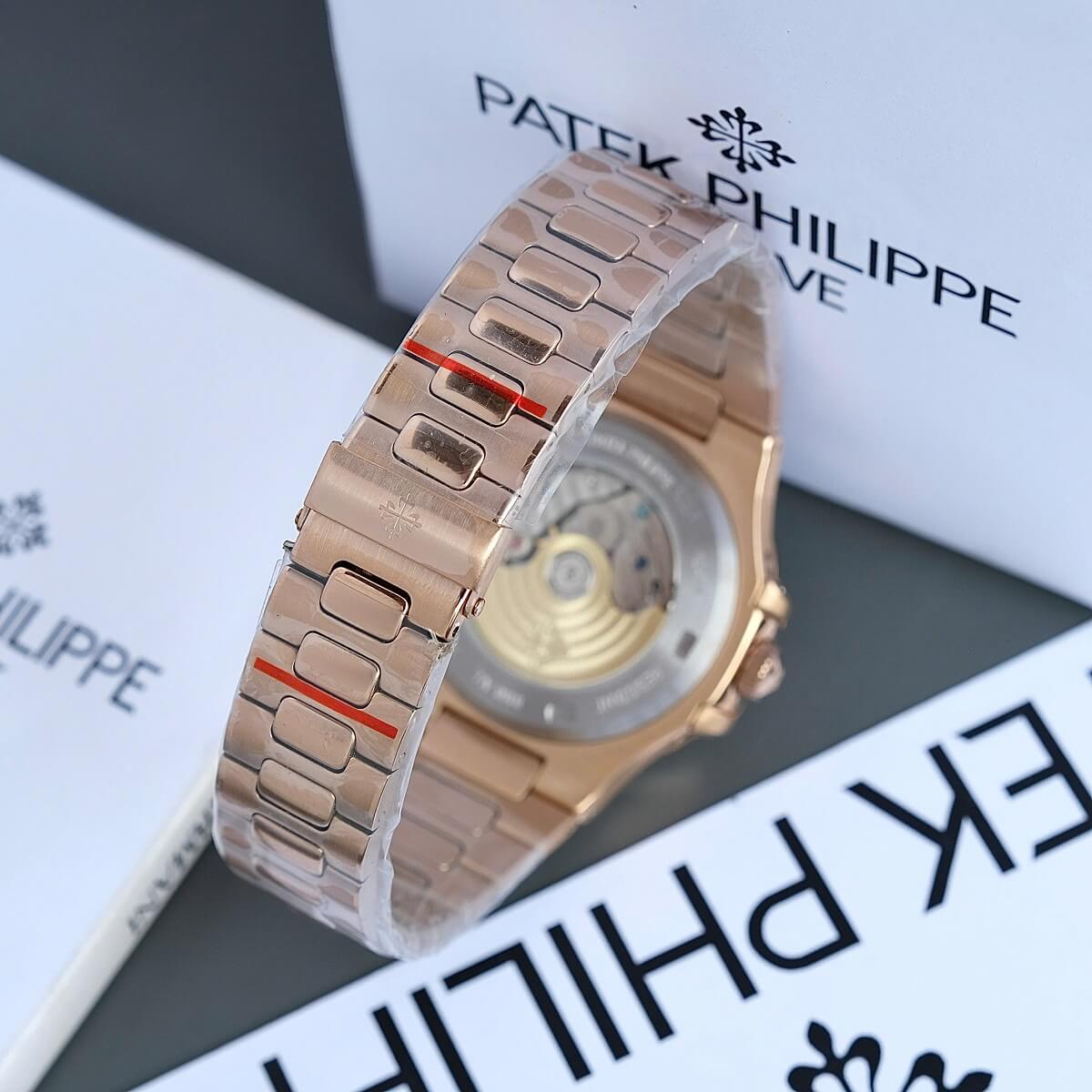 Đồng Hồ Nam Patek Philippe Nautilus 5726 Đính Đá Máy Tự Động Dây Rose Mặt Trắng Size 40mm
