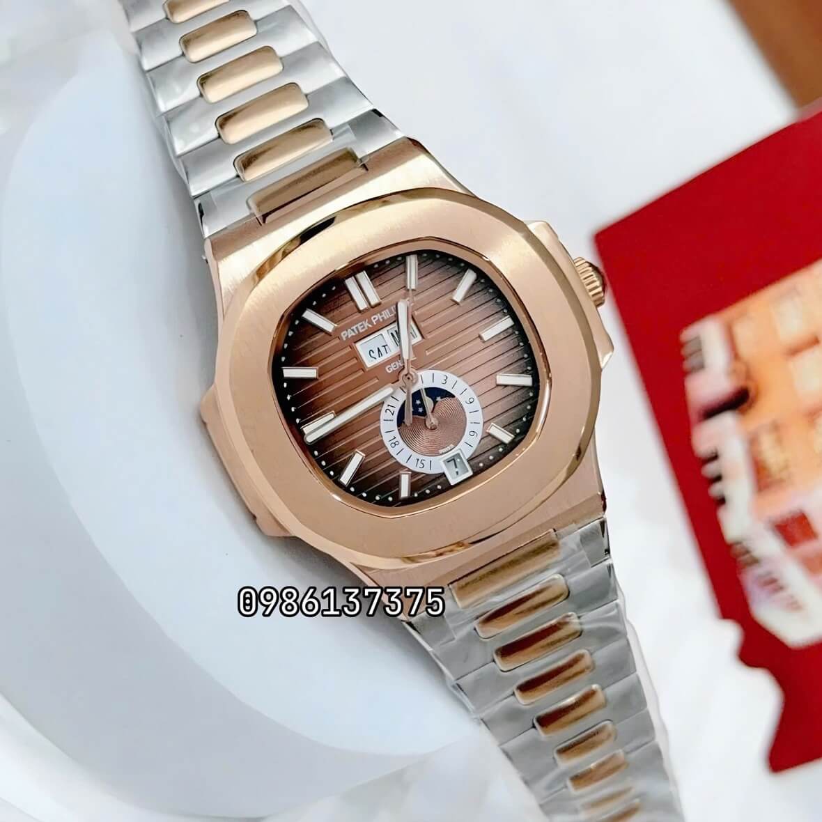Đồng Hồ Nam Patek Philippe Nautilus 5726 Tự Động Mặt Nâu Chocolate Kim Loại Demi Vàng Hồng Size 40mm