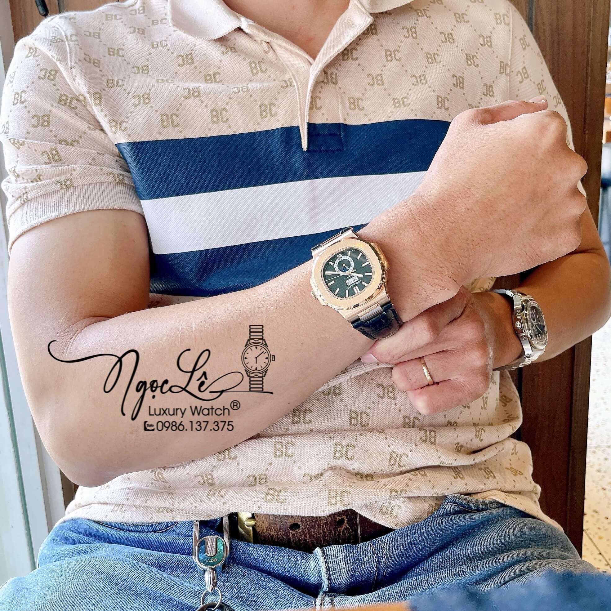 Đồng Hồ Nam Patek Philippe Nautilus Tự Động Dây Da Đen Mặt Đen Size 40mm