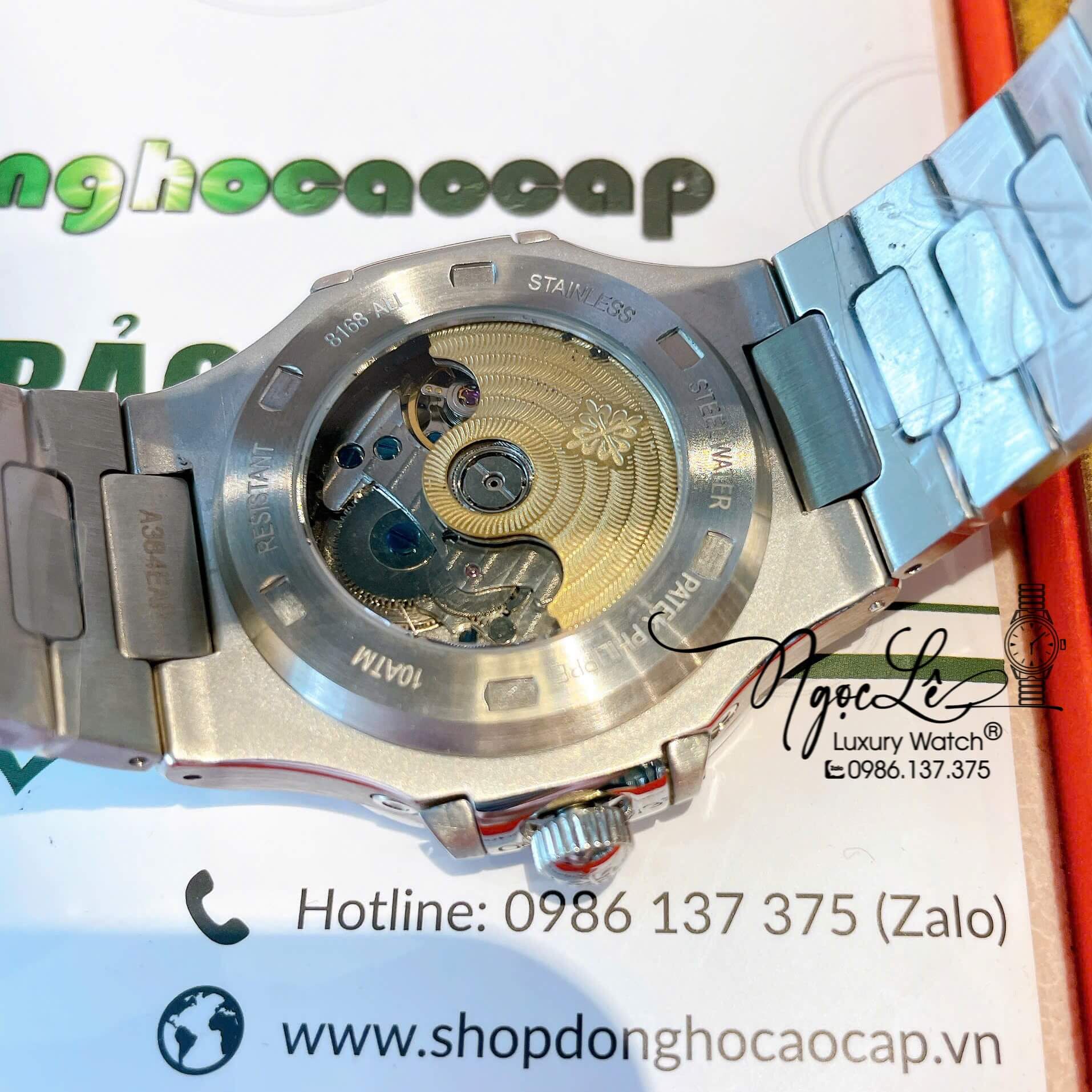 Đồng Hồ Nam Patek Philippe Nautilus Tự Động Dây Kim Loại Silver Mặt Trắng Size 40mm