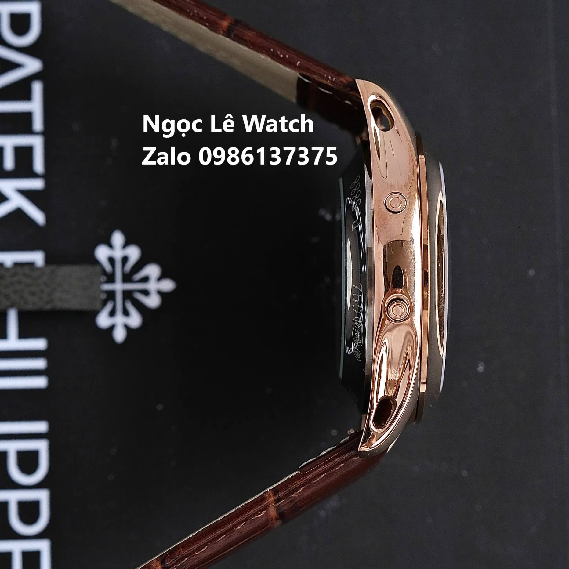 Đồng Hồ Nam Patek Philippe Tự Động Dây Da Nâu Mặt Nâu Size 40mm - Vỏ Rose Gold