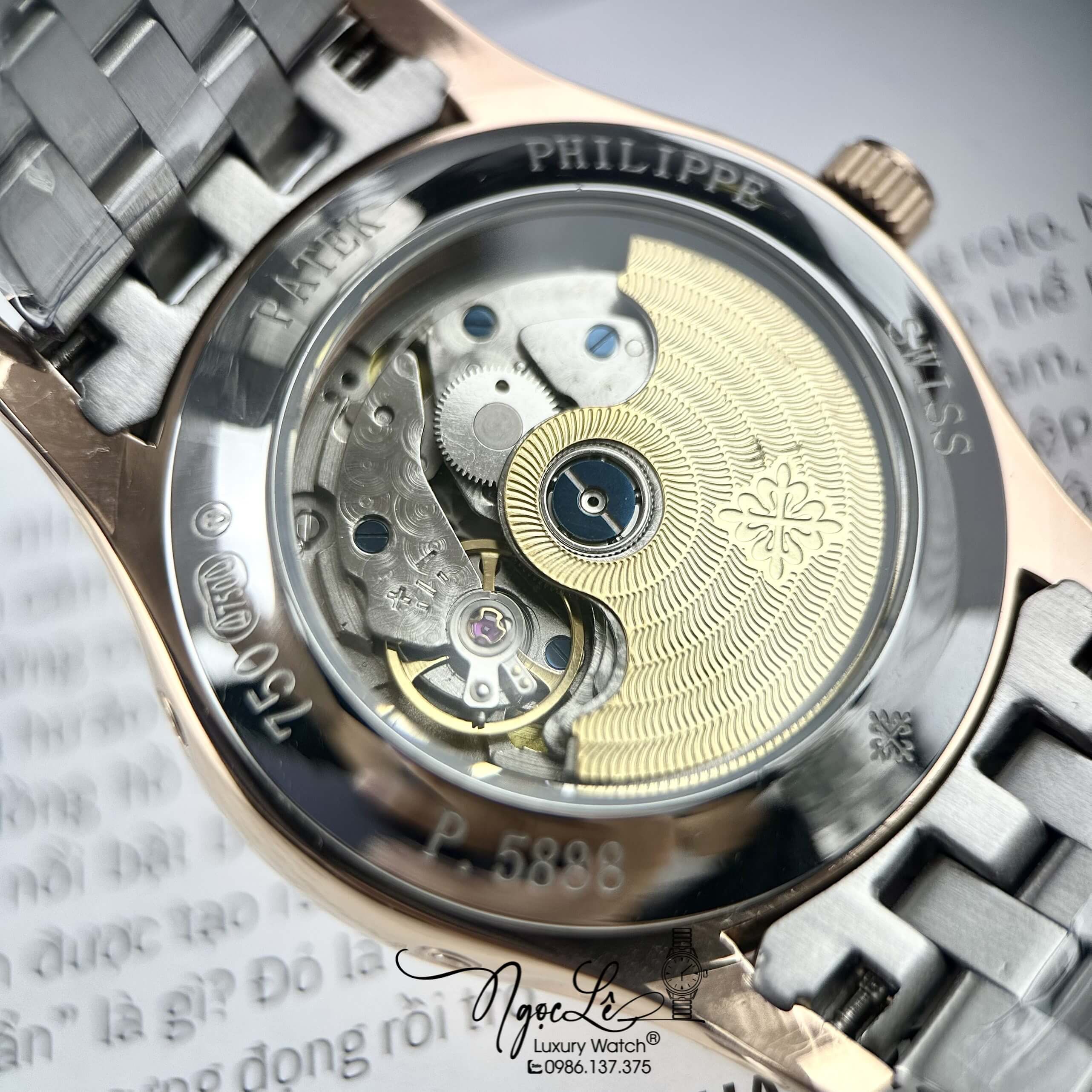 Đồng Hồ Nam Patek Philippe Tự Động Dây Kim Loại Demi Rose Mặt Trắng Size 40mm