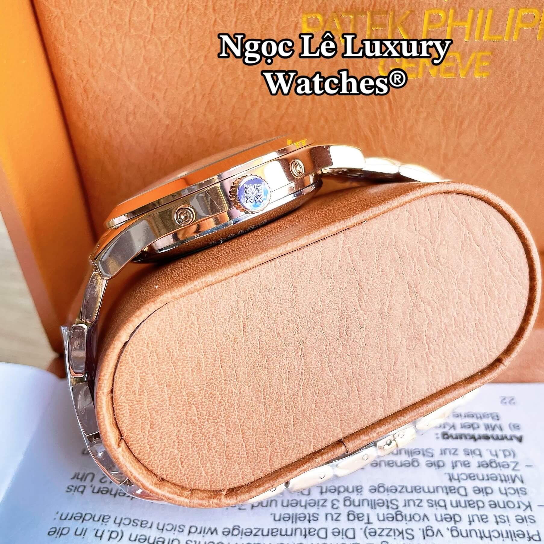 Đồng Hồ Nam Patek Philippe Complications Tự Động Dây Kim Loại Màu Vàng Hồng Mặt Trắng Size 40mm