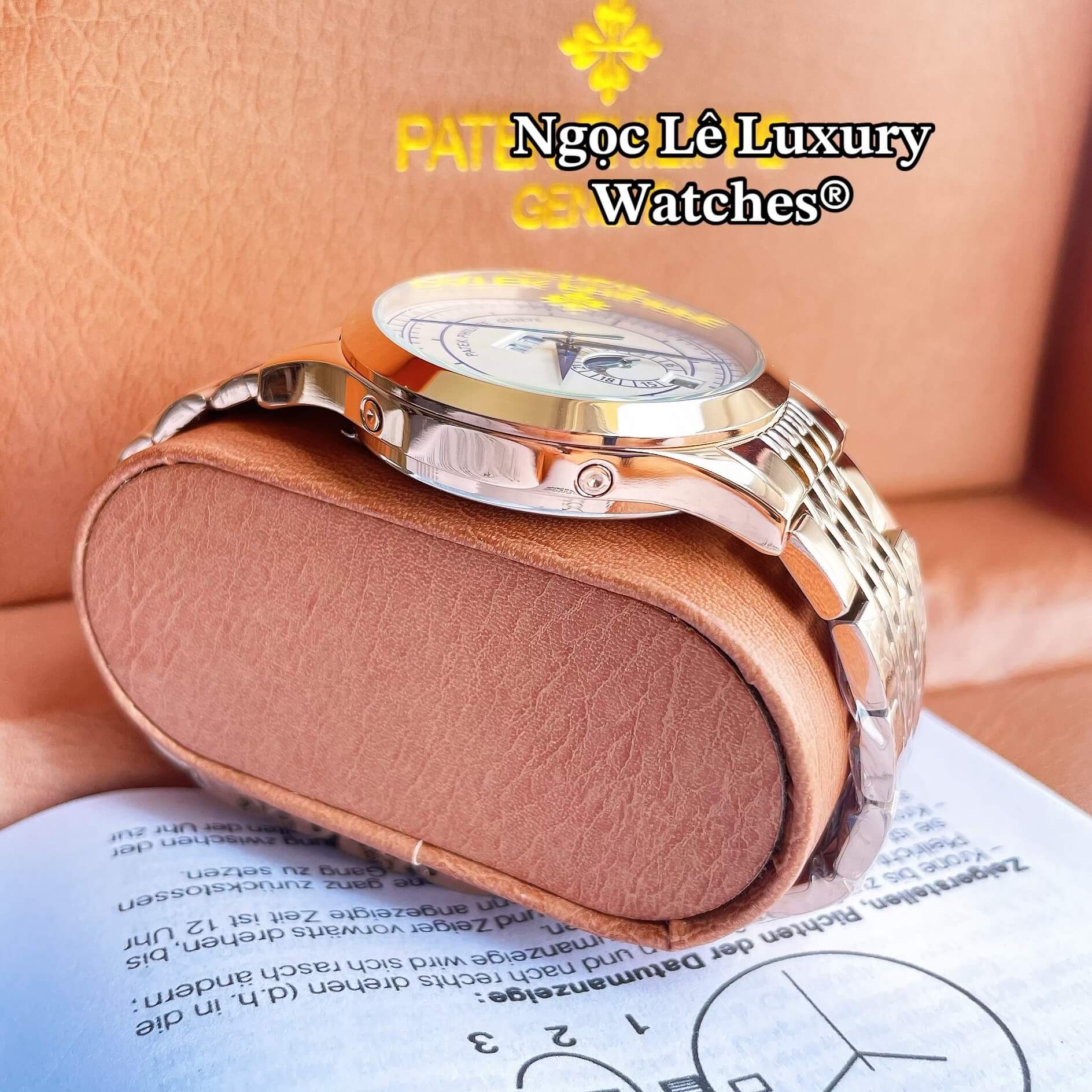 Đồng Hồ Nam Patek Philippe Complications Tự Động Dây Kim Loại Màu Vàng Hồng Mặt Trắng Size 40mm