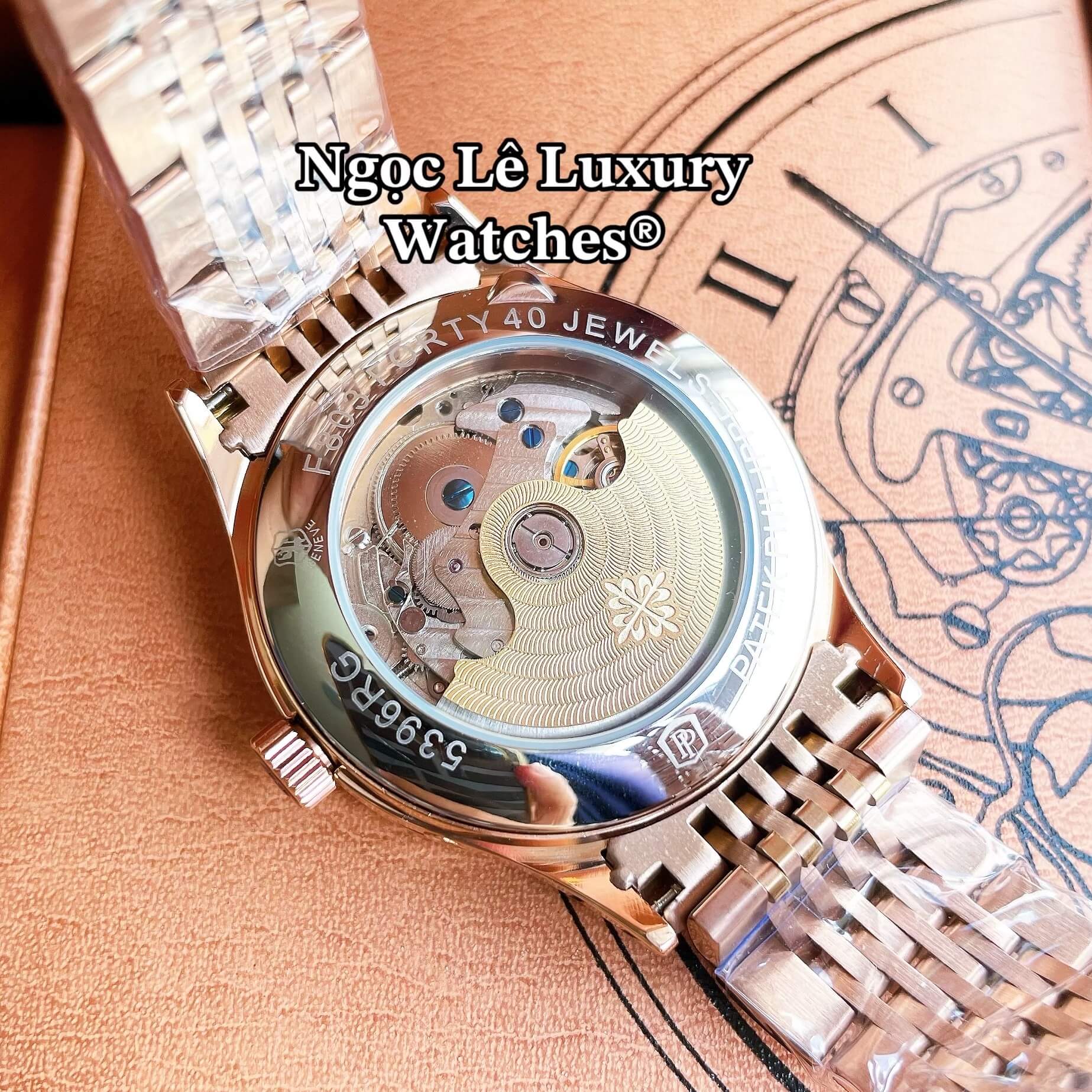 Đồng Hồ Nam Patek Philippe Complications Tự Động Dây Kim Loại Màu Vàng Hồng Mặt Trắng Size 40mm