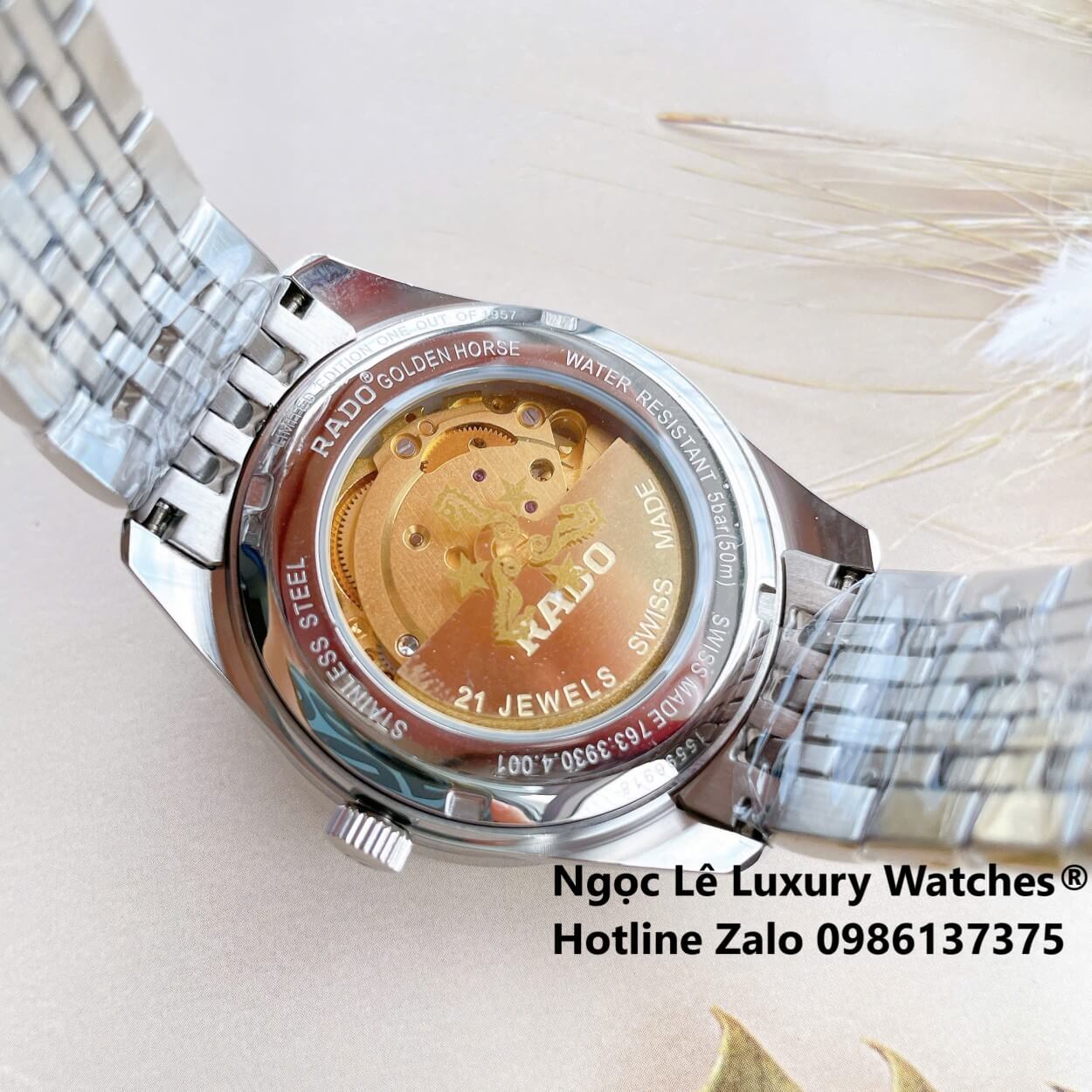 Đồng Hồ Nam Rado Golden Horse Automatic Cao Cấp Dây Bạc Mặt Ombre Xanh Lá Size 40mm - Sapphire