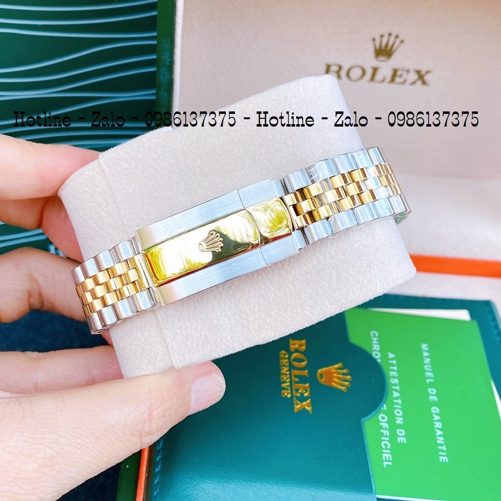 Đồng Hồ Nam Rolex Automatic 1 Lịch Viền Khía Demi Trắng Ngọc 41mm