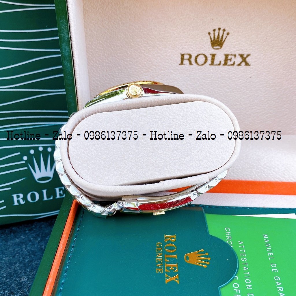 Đồng Hồ Nam Rolex Automatic 1 Lịch Viền Khía Demi Trắng Ngọc 41mm