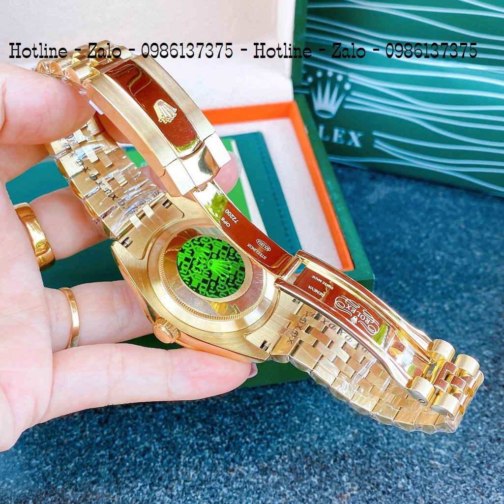 Đồng Hồ Nam Rolex Automatic 1 Lịch Viền Khía Vàng Ngọc 41mm