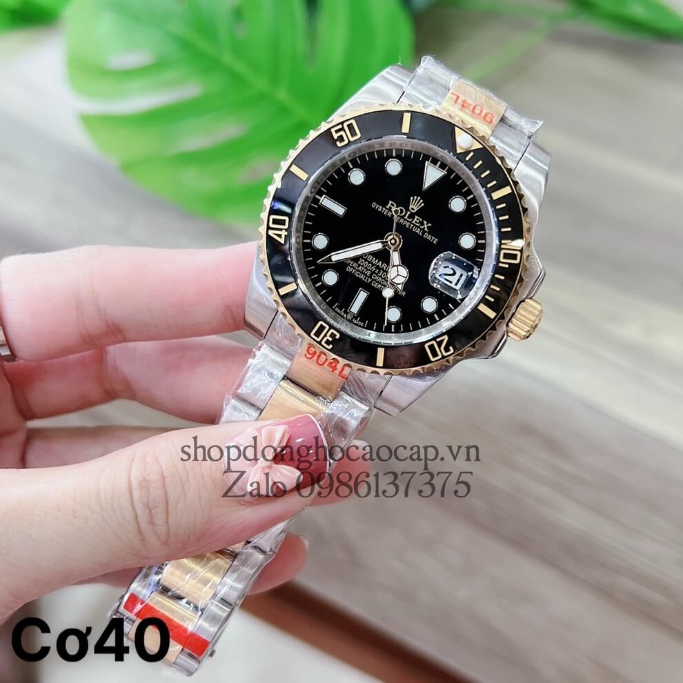 Đồng Hồ Nam Rolex Automatic 1 Lịch Viền Xoay Sapphire Demi Đen 40mm