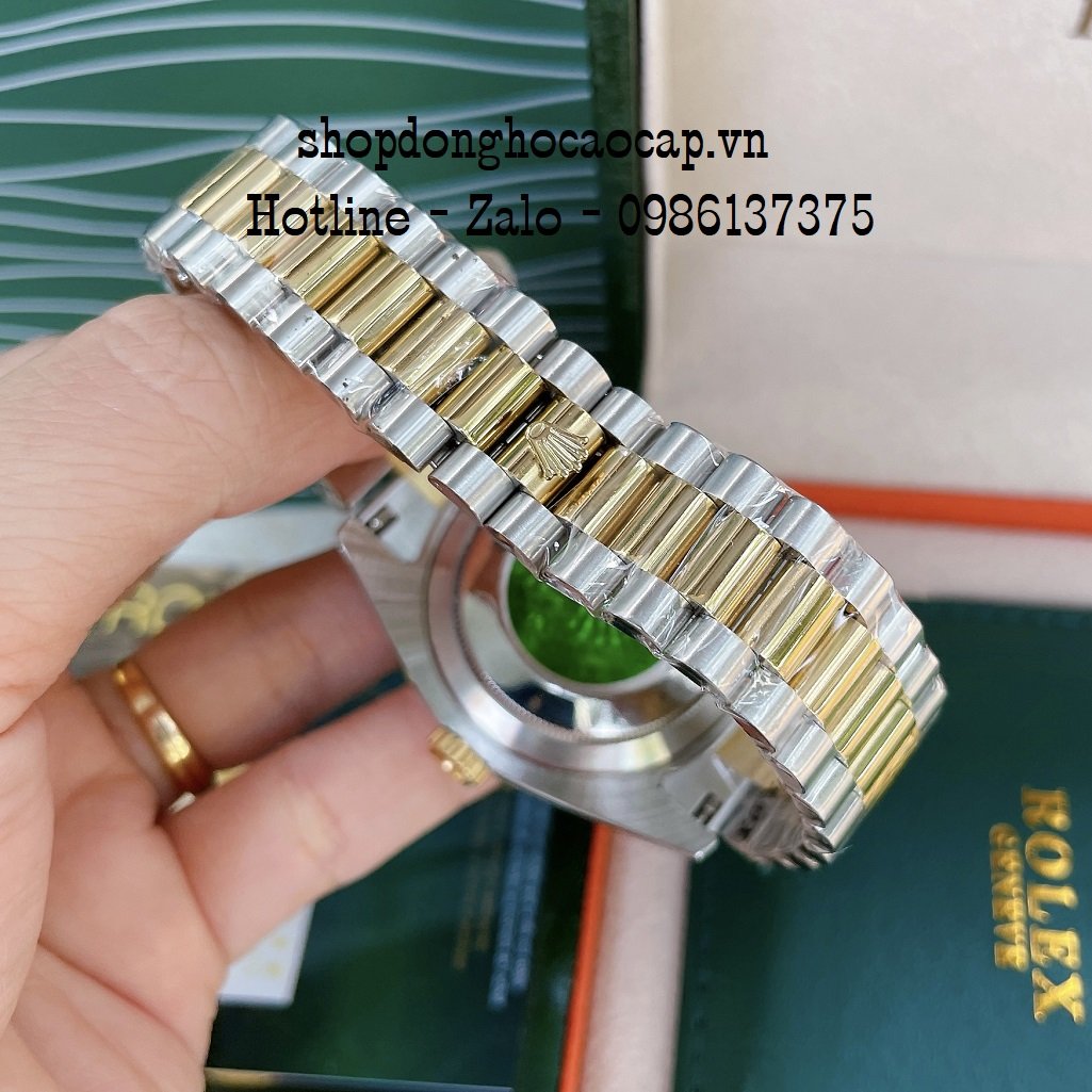 Đồng Hồ Nam Rolex Automatic 2 Lịch Viền Khía Demi Green 41mm