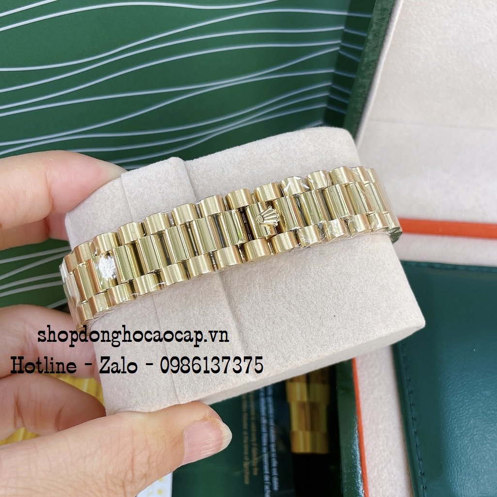 Đồng Hồ Nam Rolex Automatic 2 Lịch Viền Khía Vàng Blue 41mm