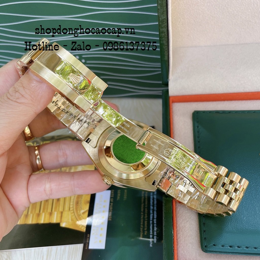 Đồng Hồ Nam Rolex Automatic 2 Lịch Viền Khía Vàng Đỏ 41mm