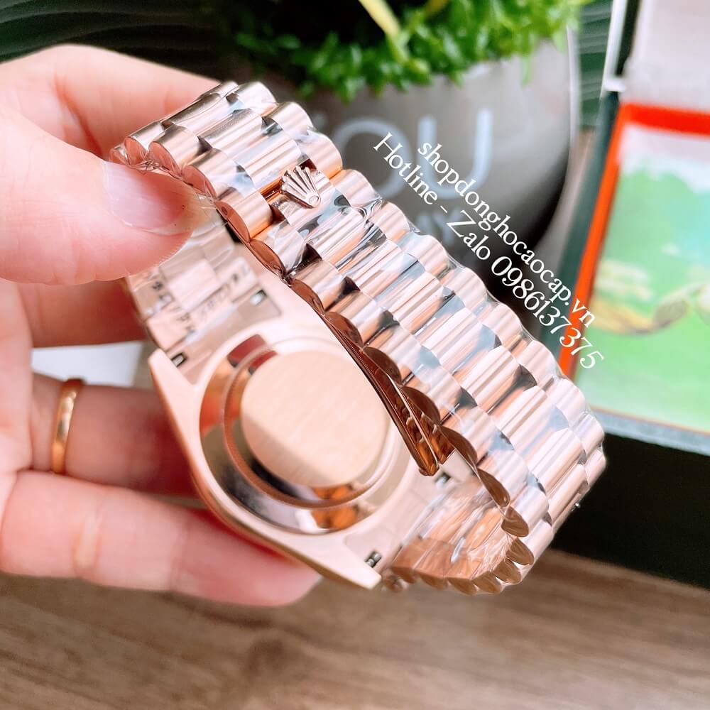 Đồng Hồ Nam Rolex Automatic (Tự Động) Viền Đá Mặt Nâu Rose Gold 41mm