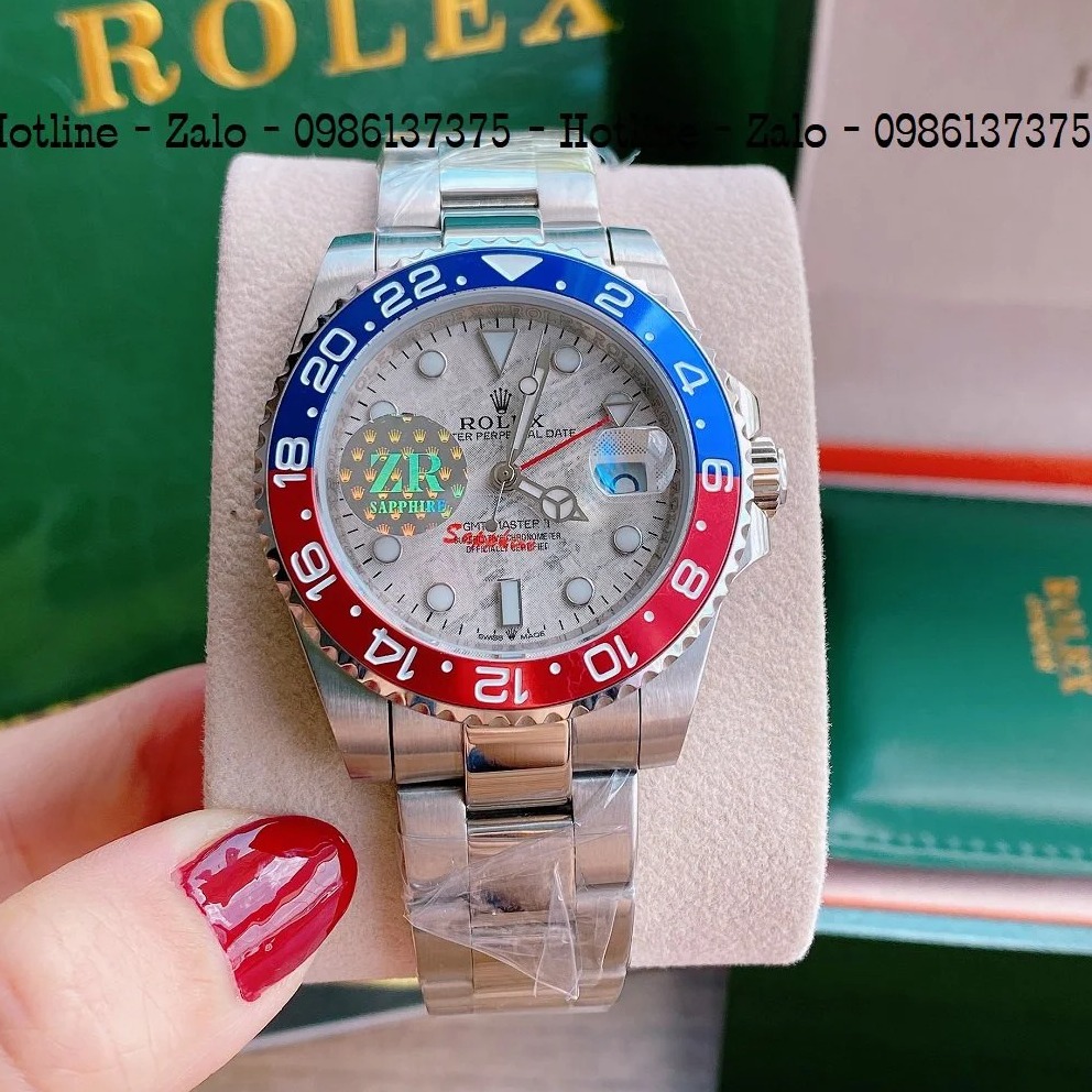 Đồng Hồ Nam Rolex Tự Động Viền Xoay Dây Bạc Mặt Xám 41mm