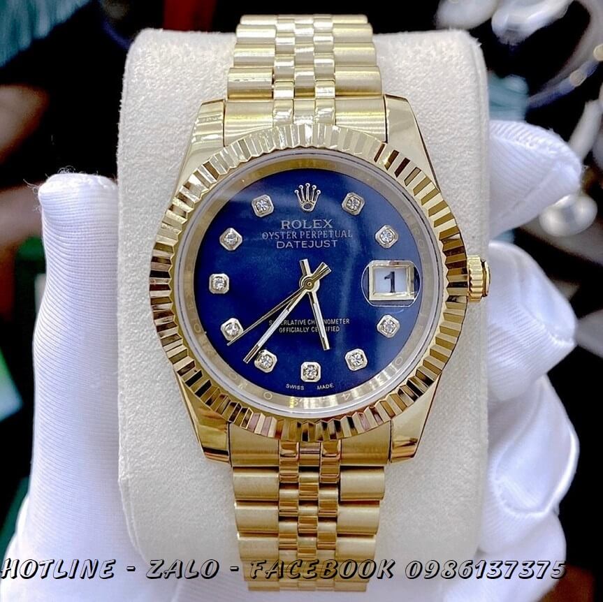 Đồng Hồ Nam Rolex Oyster Datejust Automatic Vàng Mặt Xanh 41mm