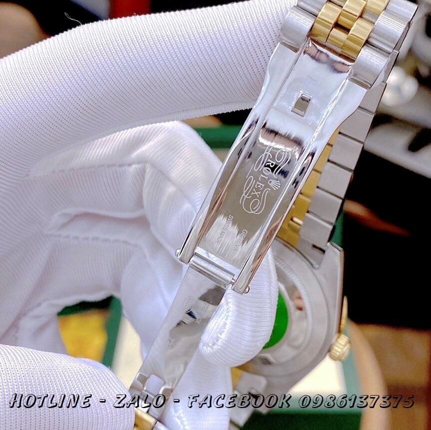Đồng Hồ Rolex Nữ Demi Vàng Mặt Xanh Lá Máy Pin 32mm