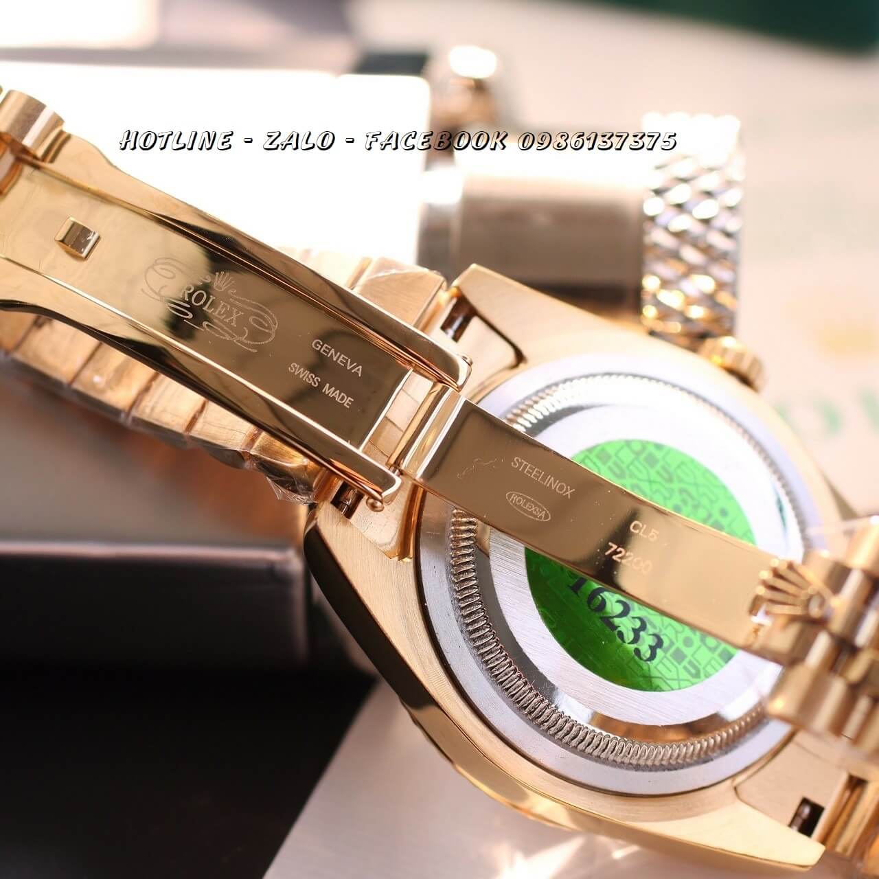 Đồng Hồ Rolex Quartz Siêu Cấp Vàng Mặt Trắng Chải Tia