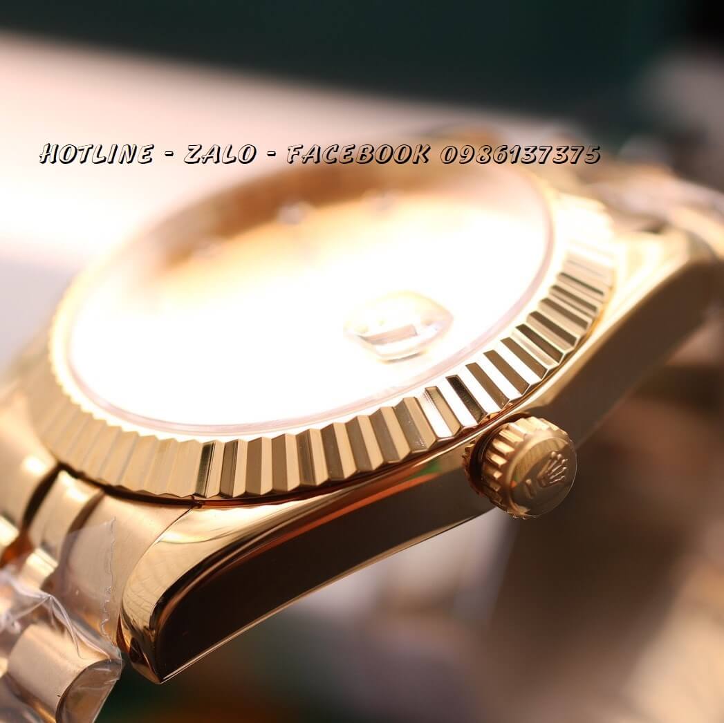 Đồng Hồ Rolex Quartz Siêu Cấp Vàng Mặt Trắng Chải Tia