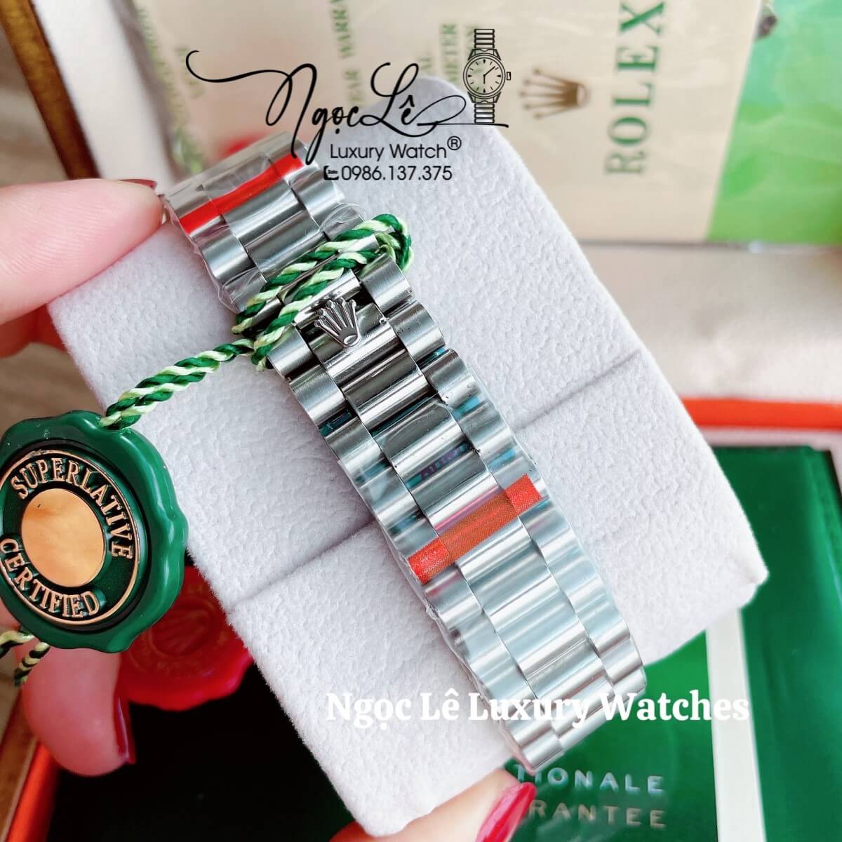 Đồng Hồ Nam Rolex Day-Date Tự Động Dây Kim Loại Bạc Mặt Đính Full Đá Size 41mm