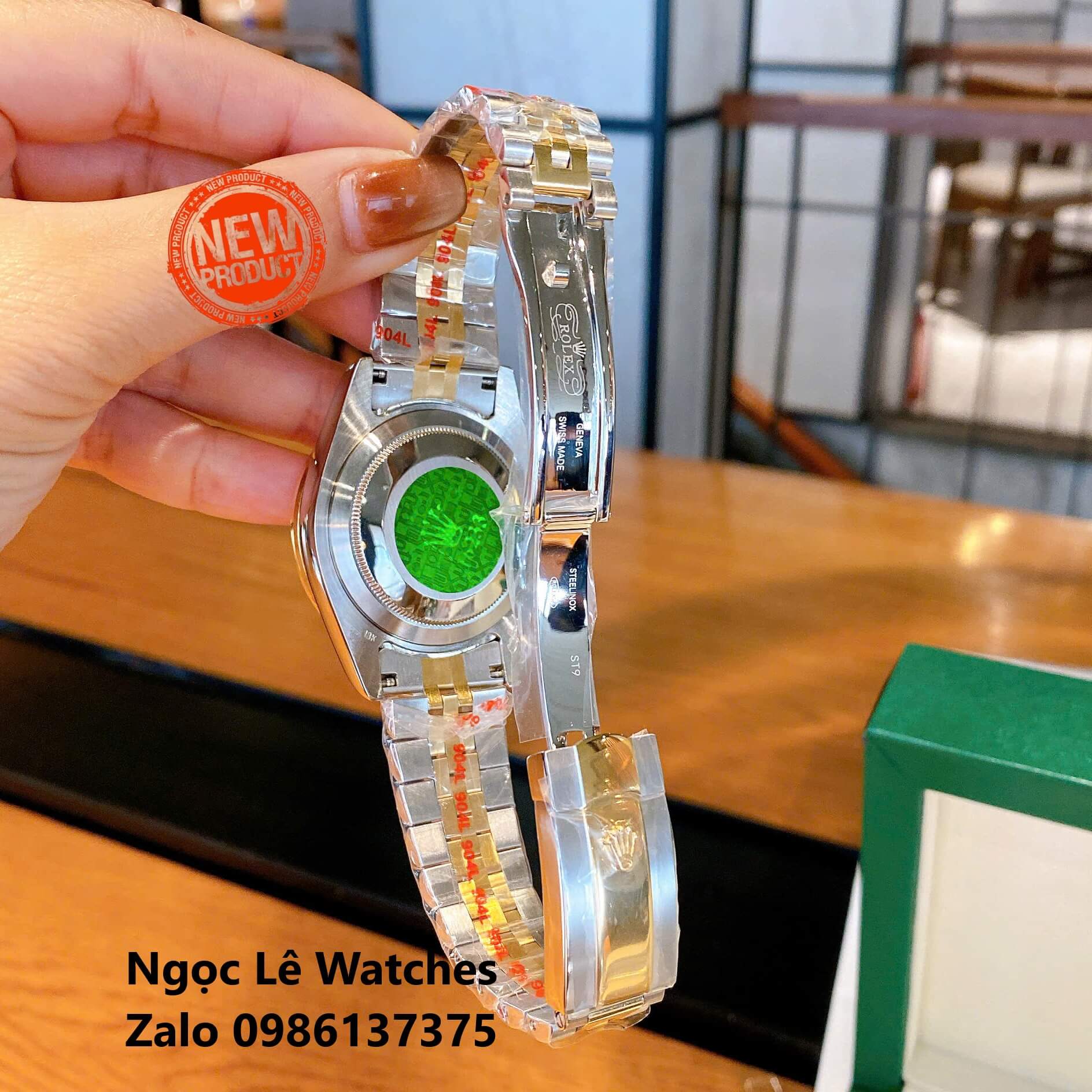 Đồng Hồ Nam Rolex Day-Date Tự Động Dây Kim Loại Demi Vàng Mặt Đen Size 41mm Viền Đính Đá