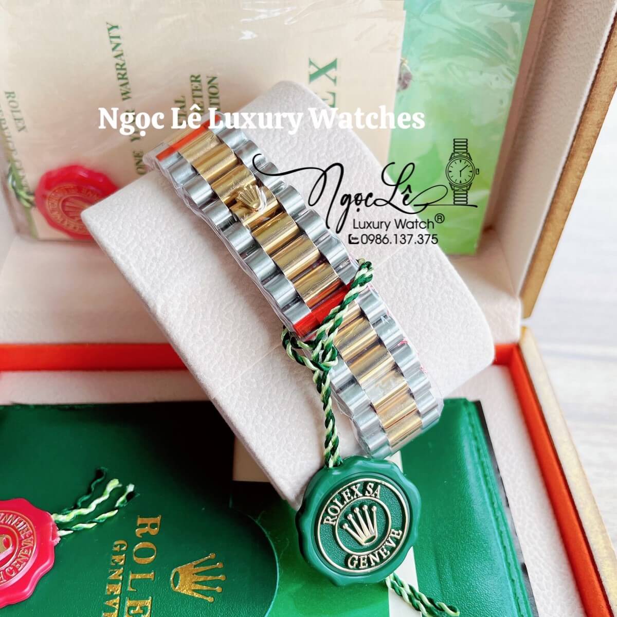 Đồng Hồ Nam Rolex Day-Date Tự Động Dây Kim Loại Demi Vàng Mặt Đính Full Đá Size 41mm