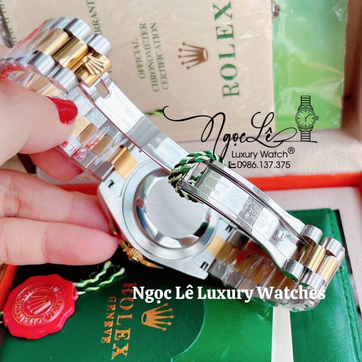 Đồng Hồ Nam Rolex Day-Date Tự Động Dây Kim Loại Demi Vàng Mặt Đính Full Đá Size 41mm